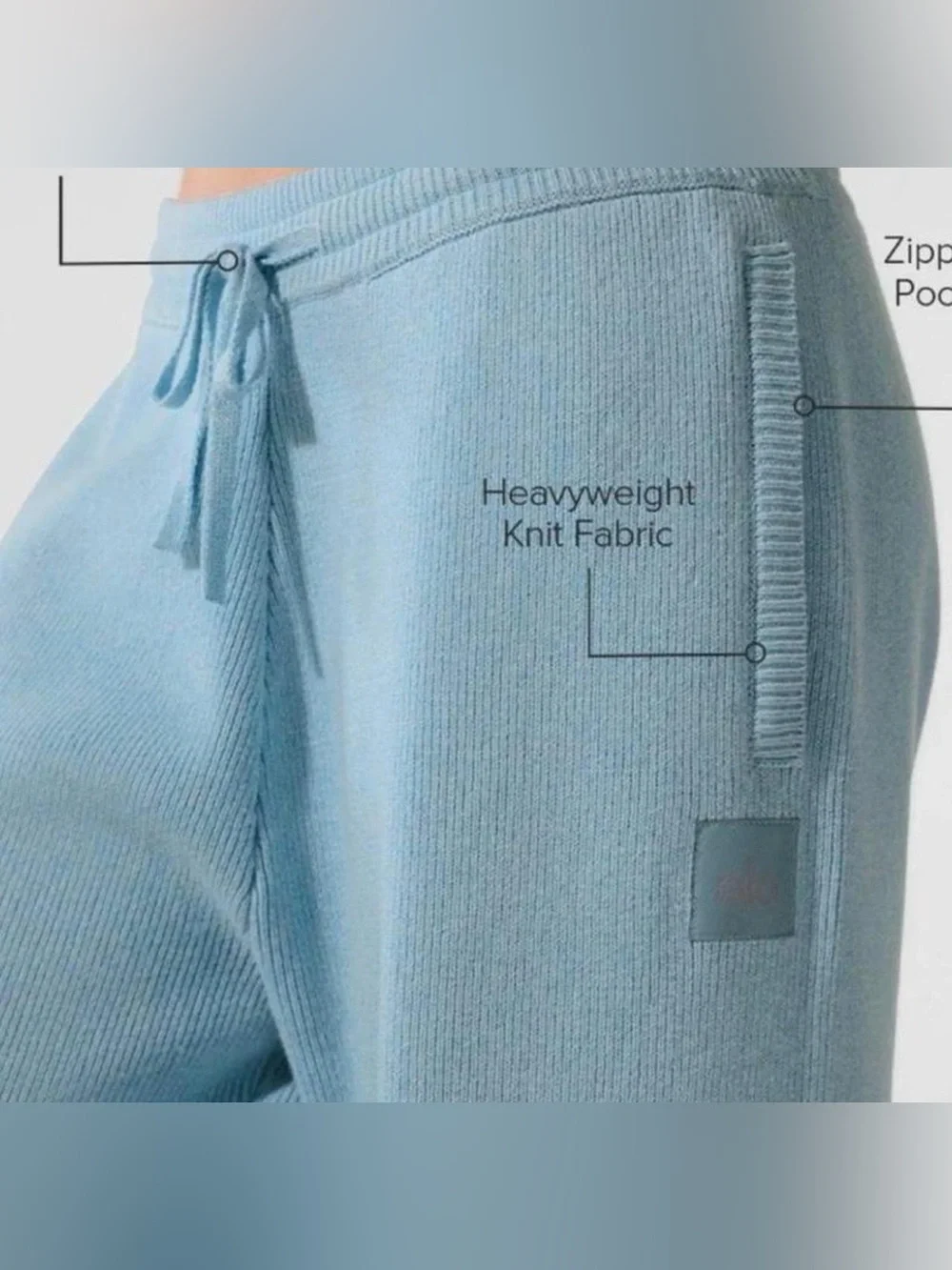 Alo Yoga Scholar Straight Leg Knit Pants in Celestial Blue size XS